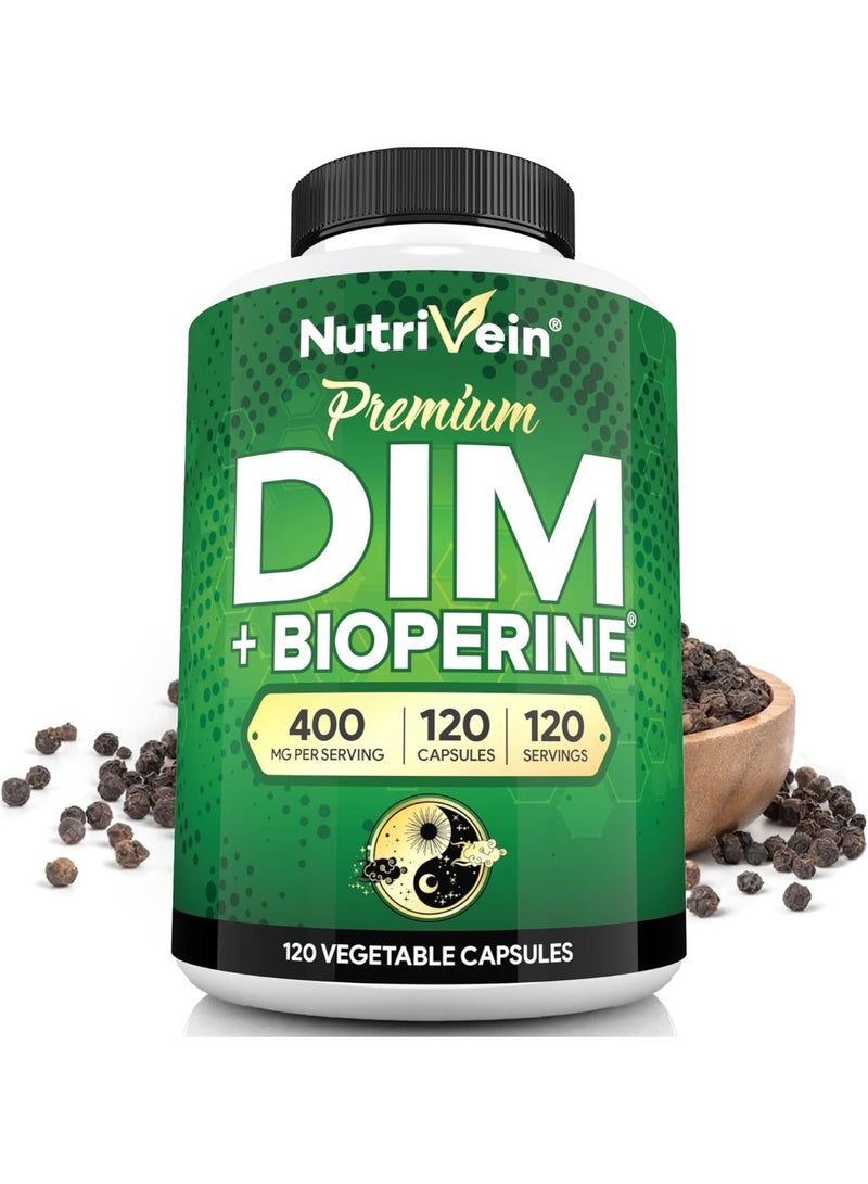 Nutrivein DIM Supplement 400mg Plus Bioperine 120 caps - Image 1